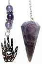 Amethyst Pendulum with Healing Hand Charm