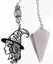 Rose Quartz Pendulum with Witch Charm